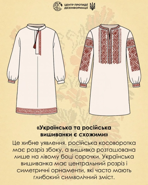 Порівняння української та російської вишиванок