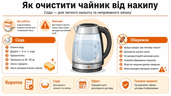 Використання харчової соди для чищення чайника