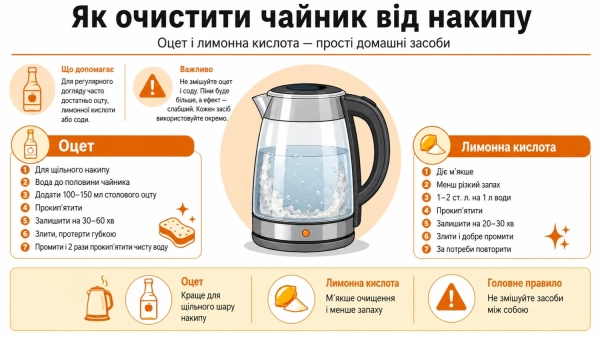 Ефективно позбудься накипу в чайнику: домашні лайфхаки