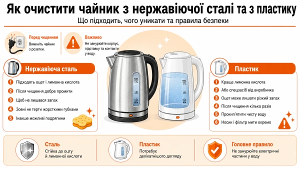 Догляд за чайниками з різних матеріалів