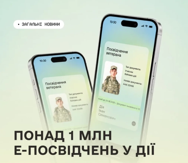 Мільйон захисників України вже отримали електронні посвідчення ветерана в застосунку Дія