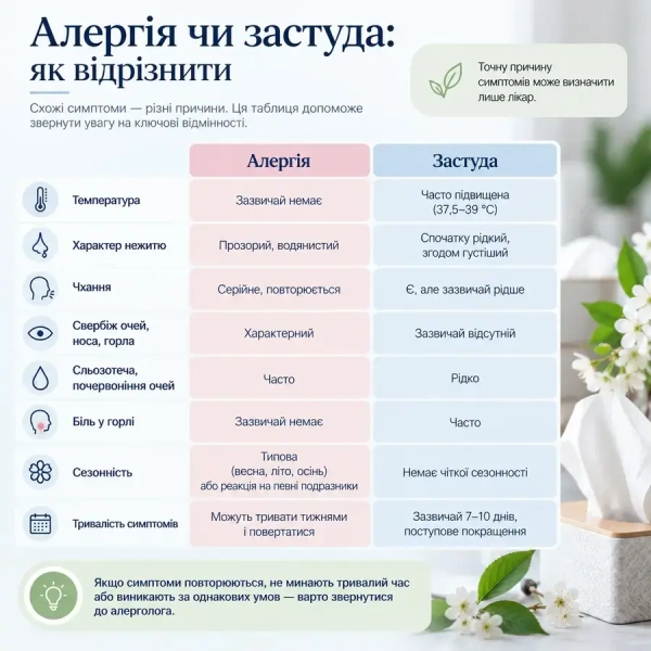 7 симптомів, що маскуються під застуду: коли потрібна консультація алерголога